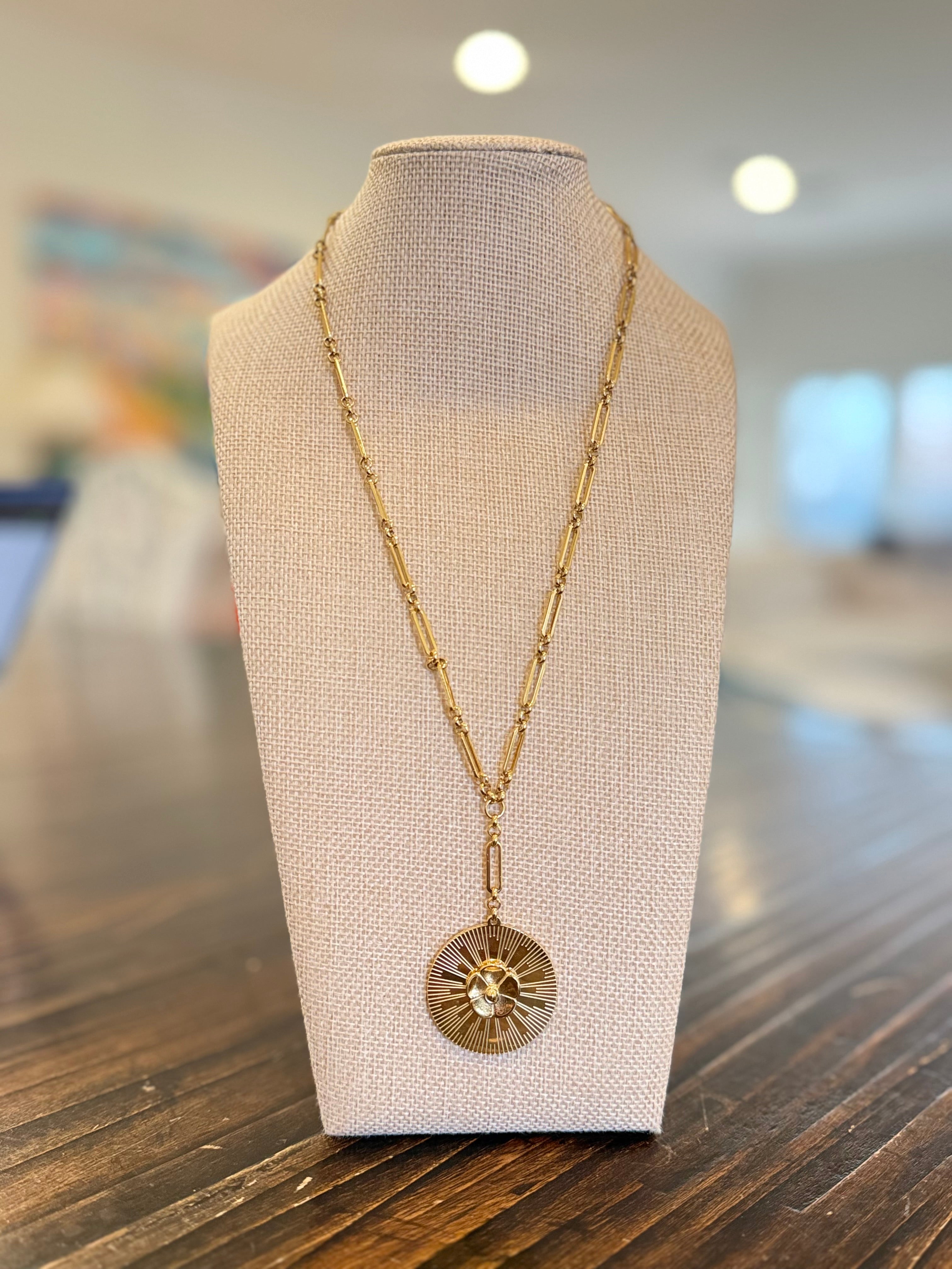 18K Gold Waterproof Camellia Pendant Chain Necklace