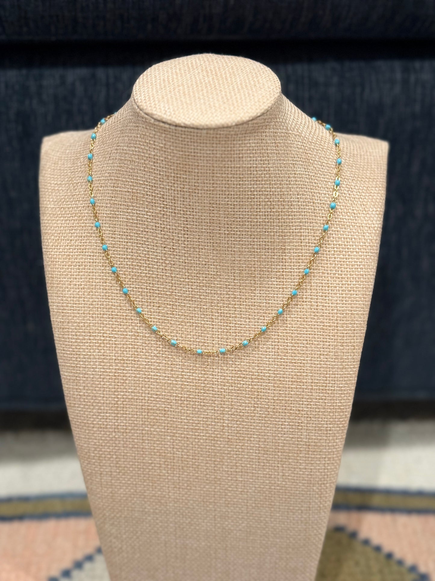 Dainty 18K Gold & Turquoise Chain Necklace