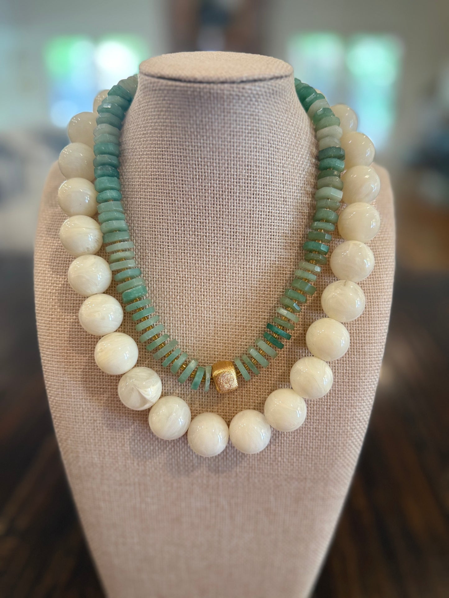 Chunky Neutral Cream Bubble Necklace