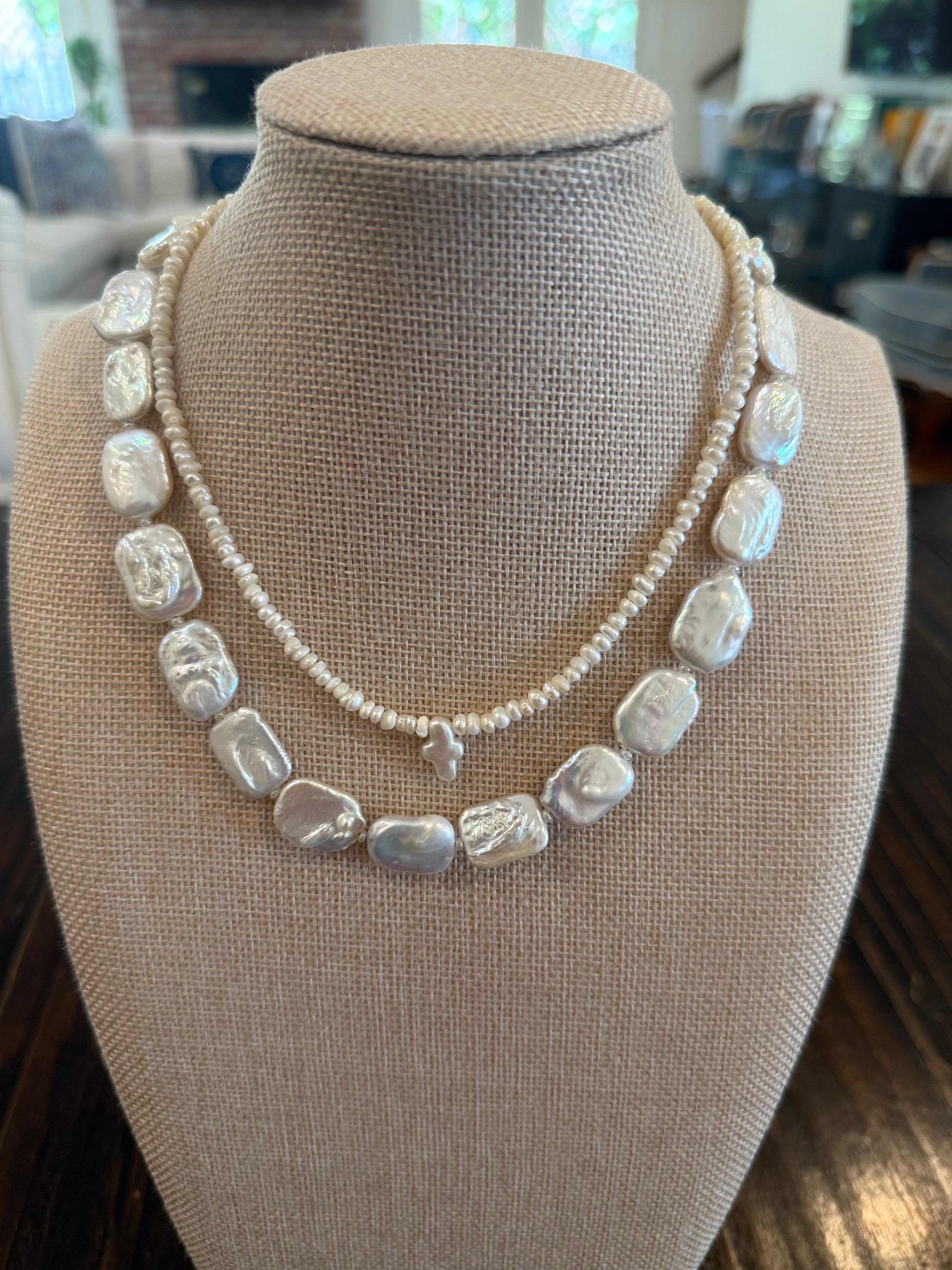Chunky Square Freshwater Pearl Necklace