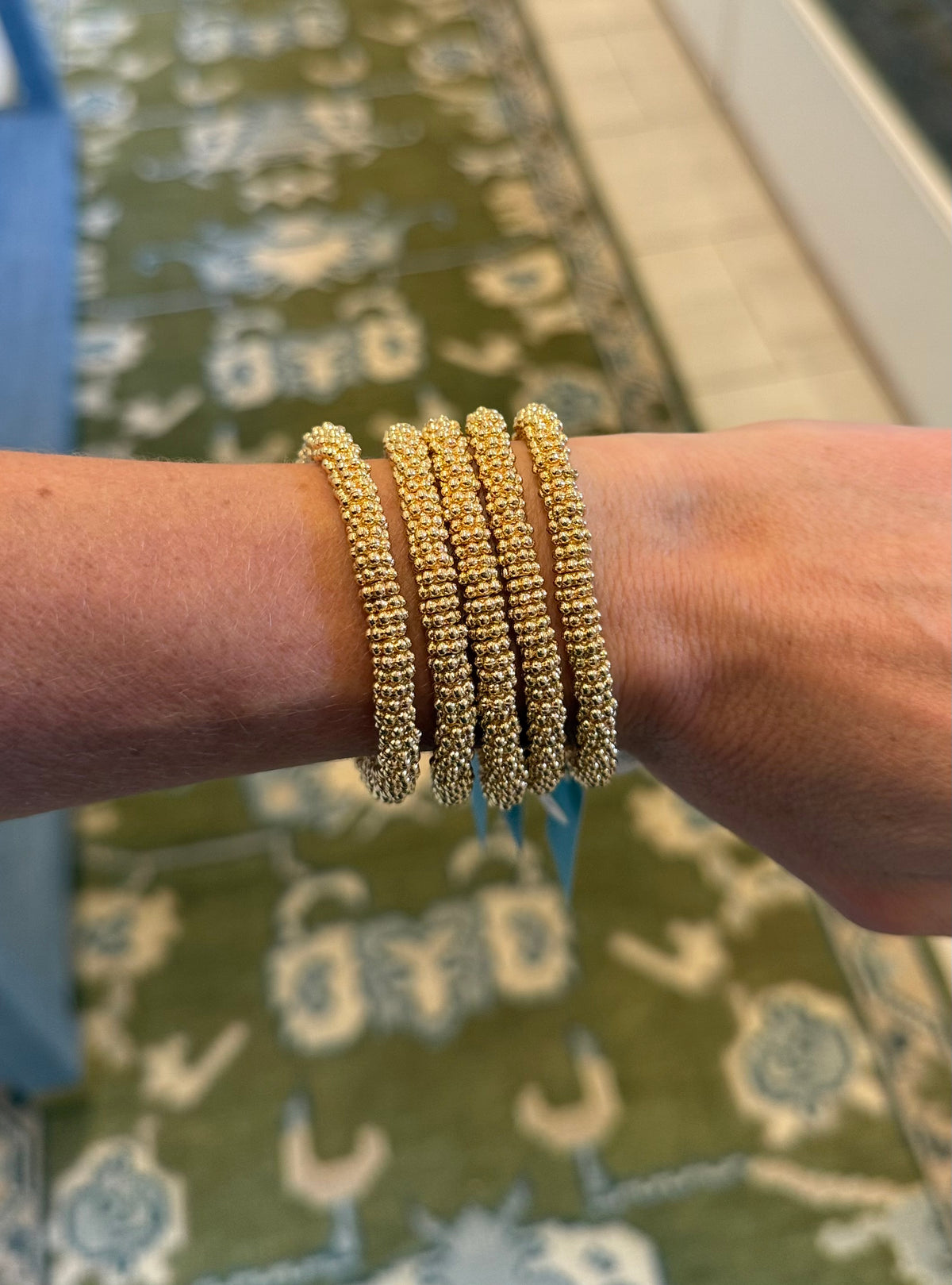 Medium 18K Gold Brushed Daisy Bead Bracelet