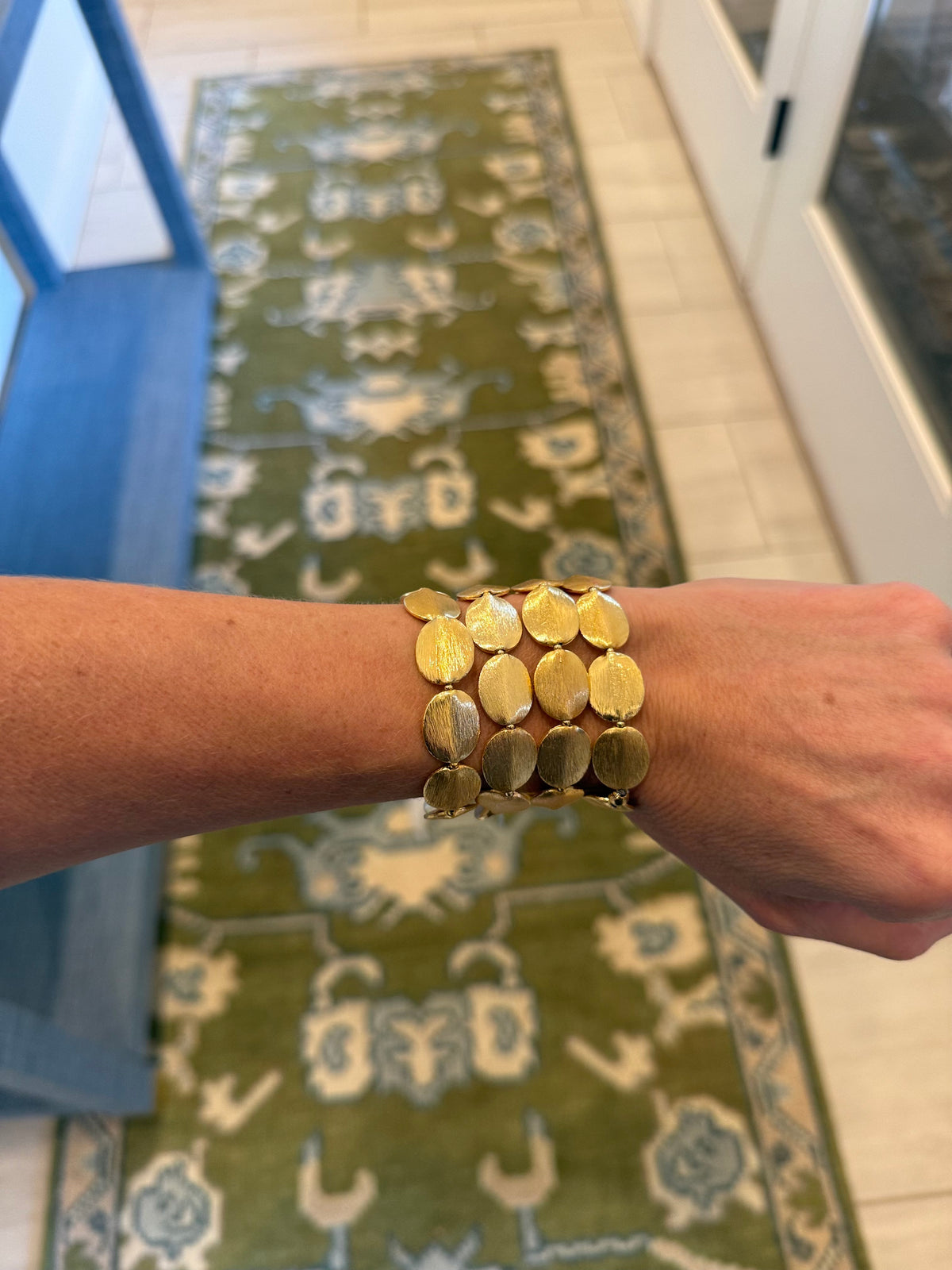 18K Gold Brushed Coin Bead Bracelet