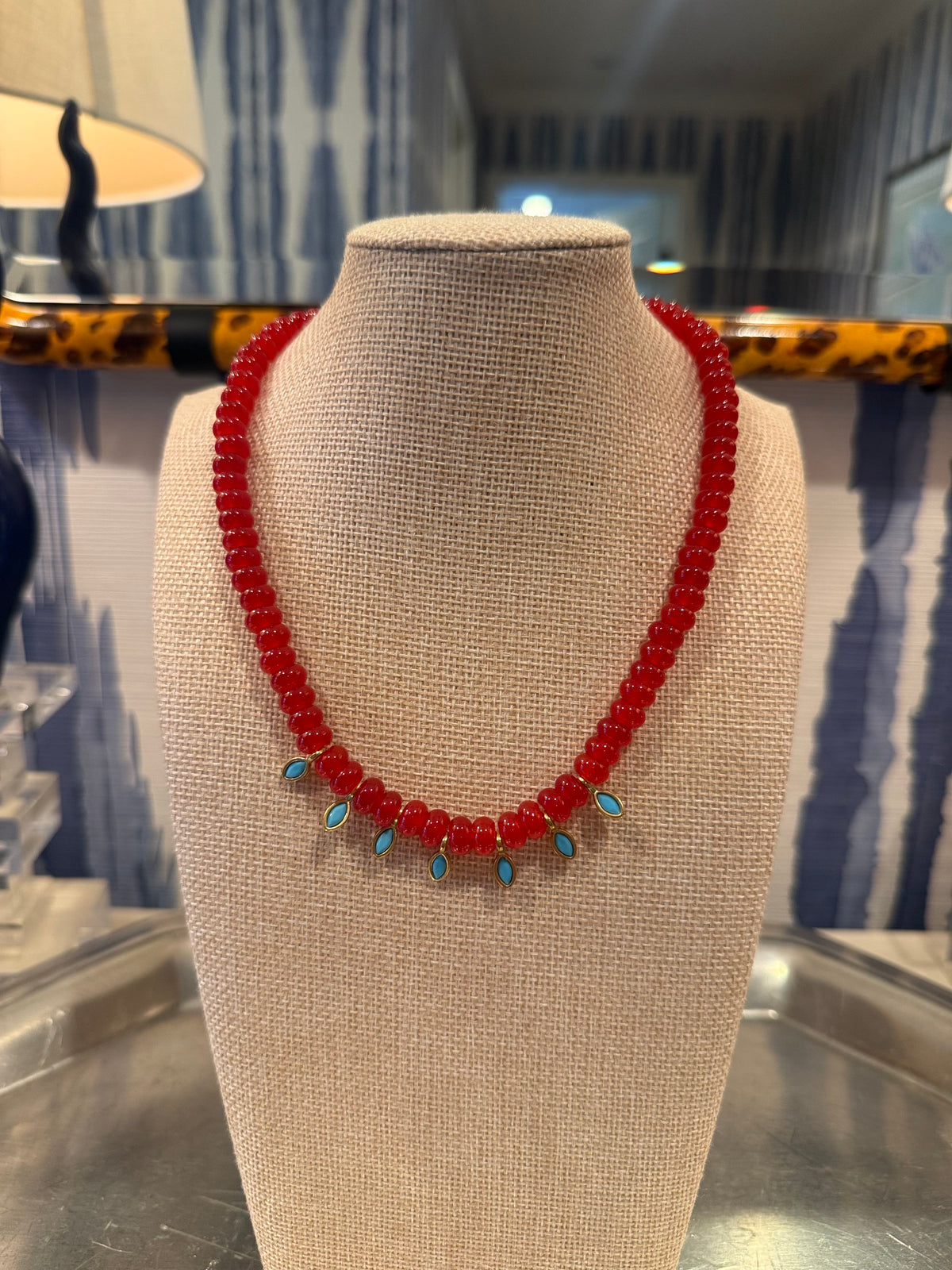 Ruby Red Jewel Drop Necklace