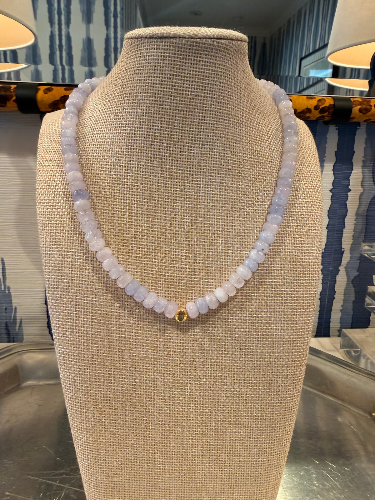 Faceted Lavender Gemstone Necklace with Bezel Pendant