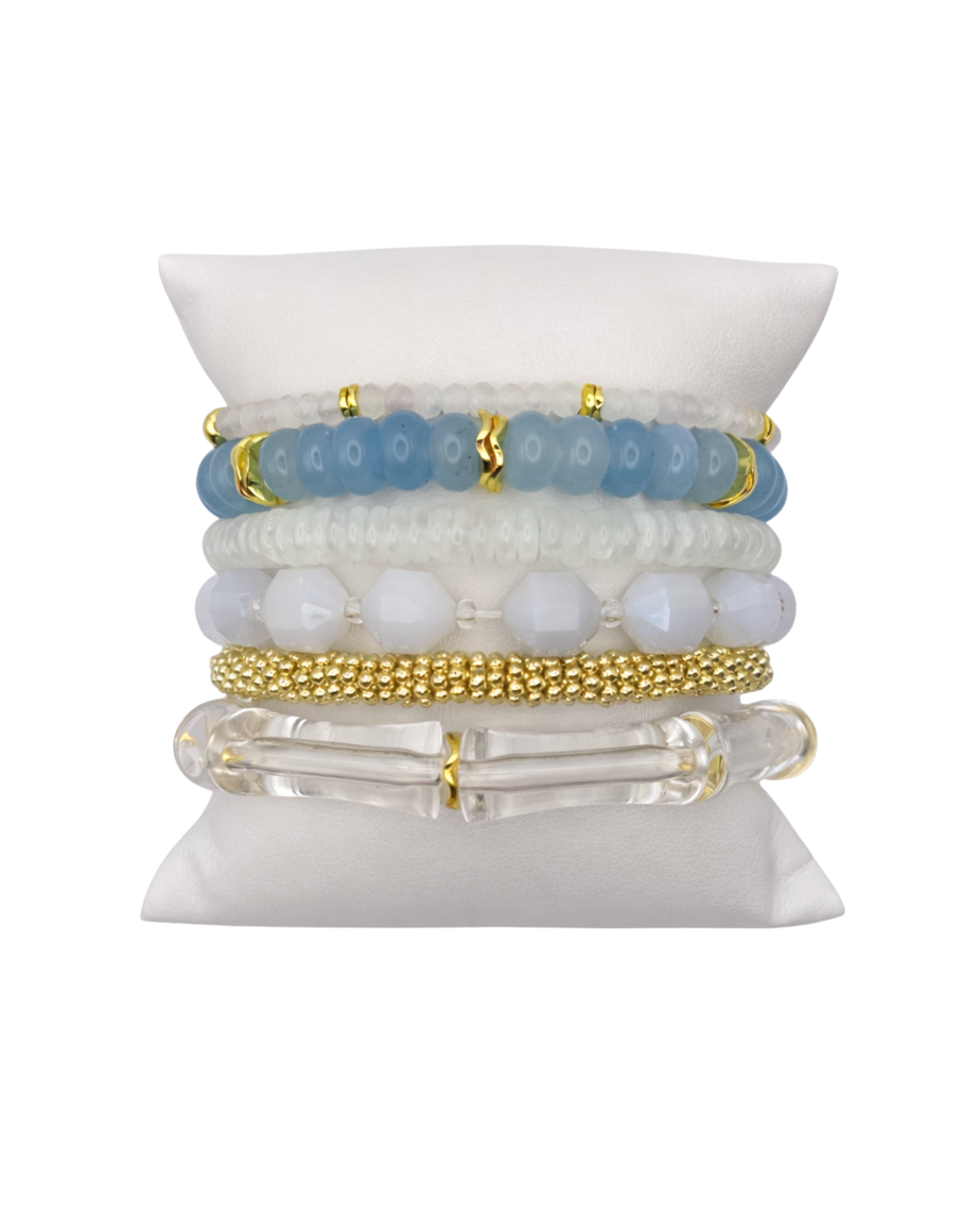 Blue, white, and gold La Jolla Curated Bracelet Stack
