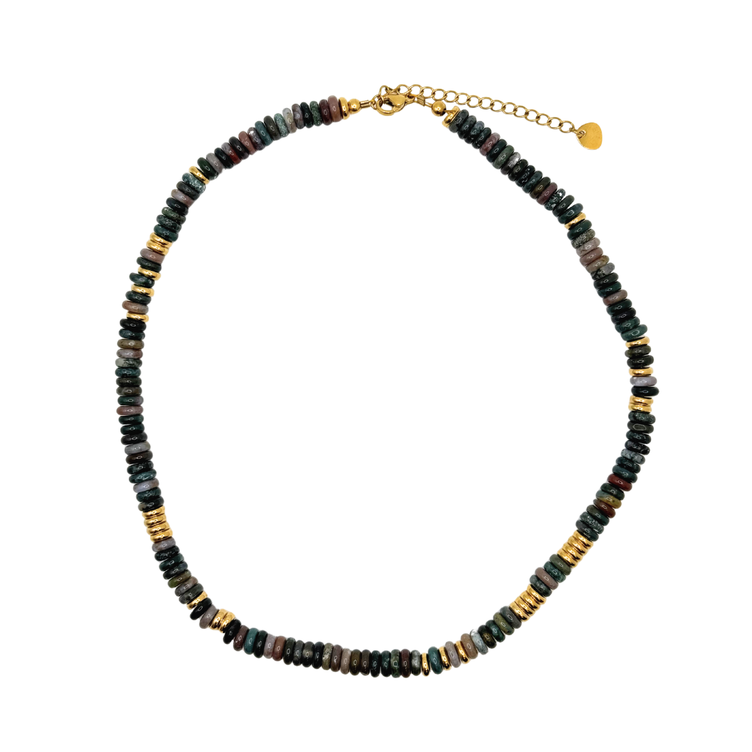Midnight Multicolor Gemstone Necklace with Gold Accents