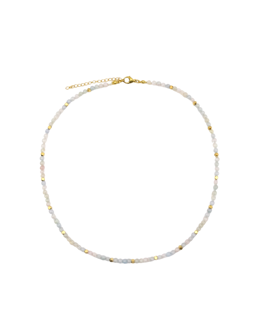 Necklace with small beads on a white background
