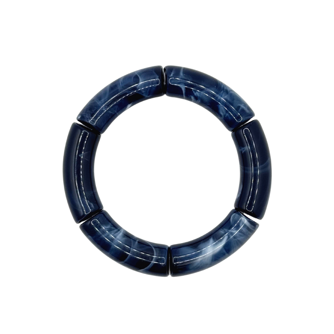 Navy Blue Swirl Acrylic Bamboo Bracelet