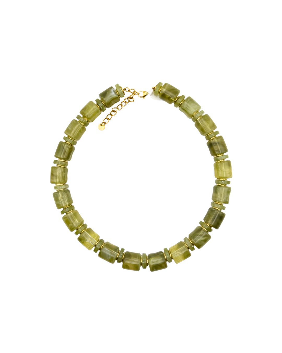Olive Green Chunky Resin Necklace