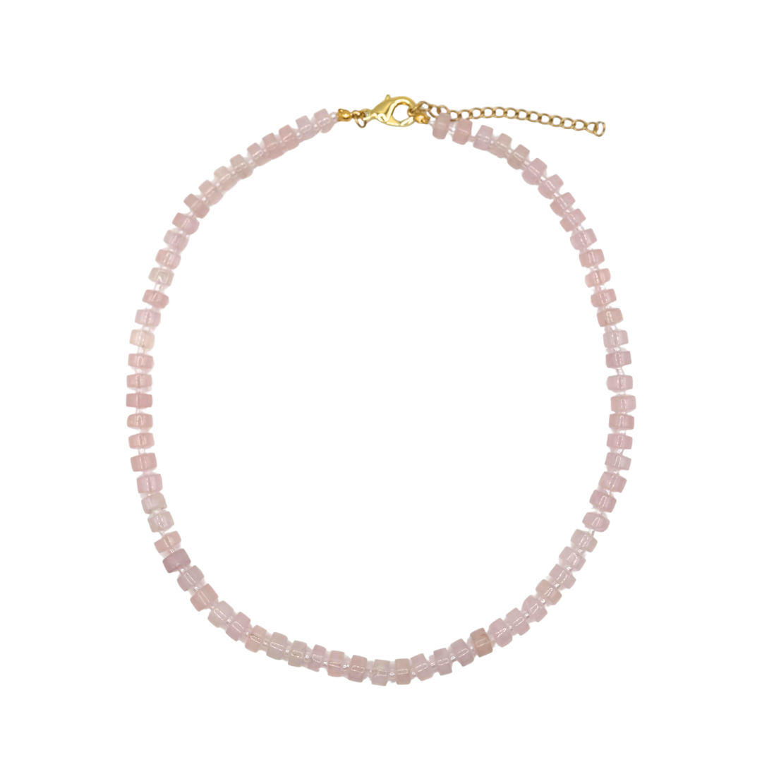 Pink Flat Gemstone Necklace