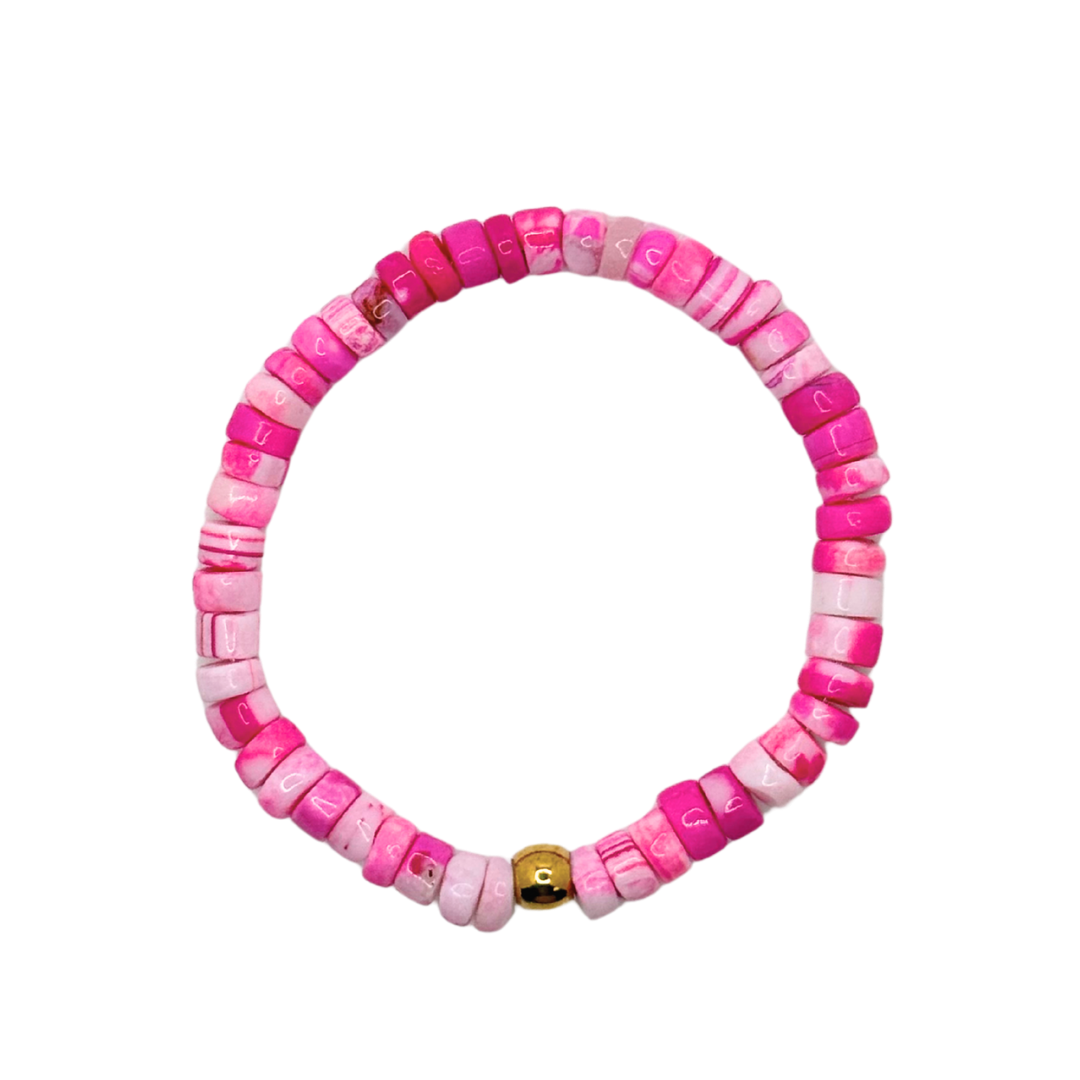 Pink Flat Pebble Bracelet