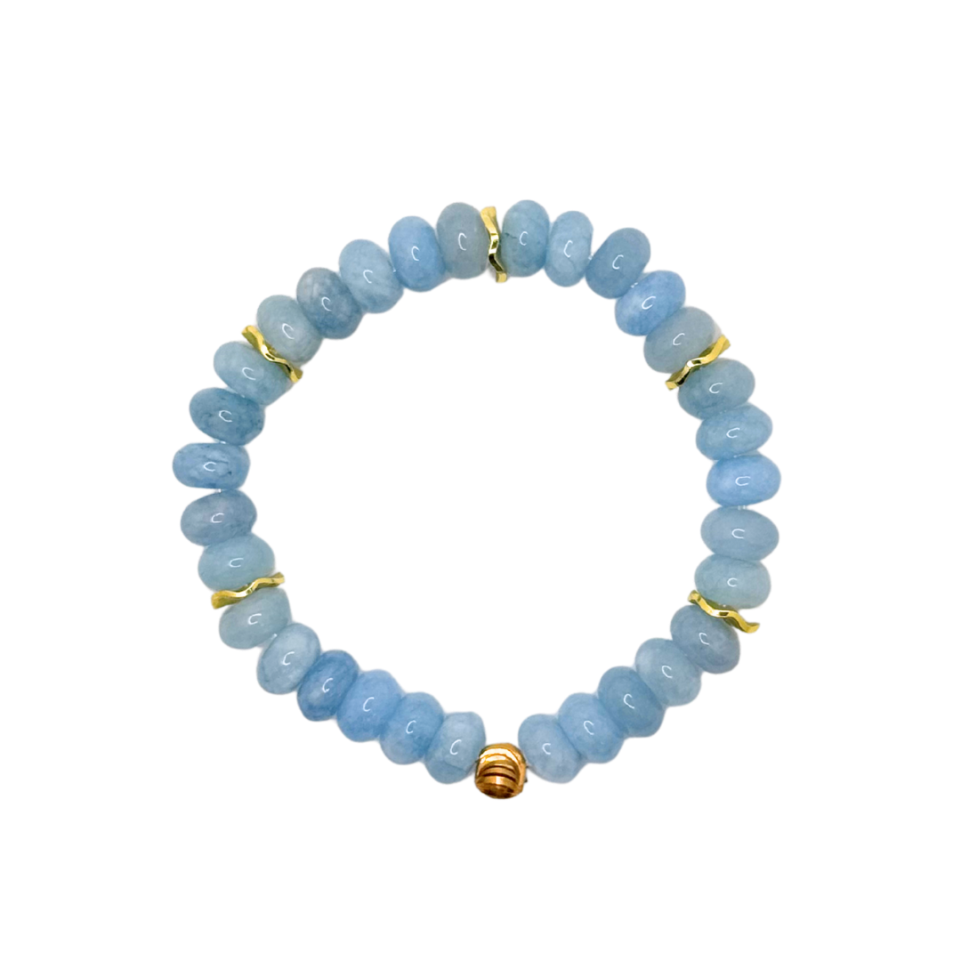 Powder Blue Gemstone Bracelet with Gold Accents