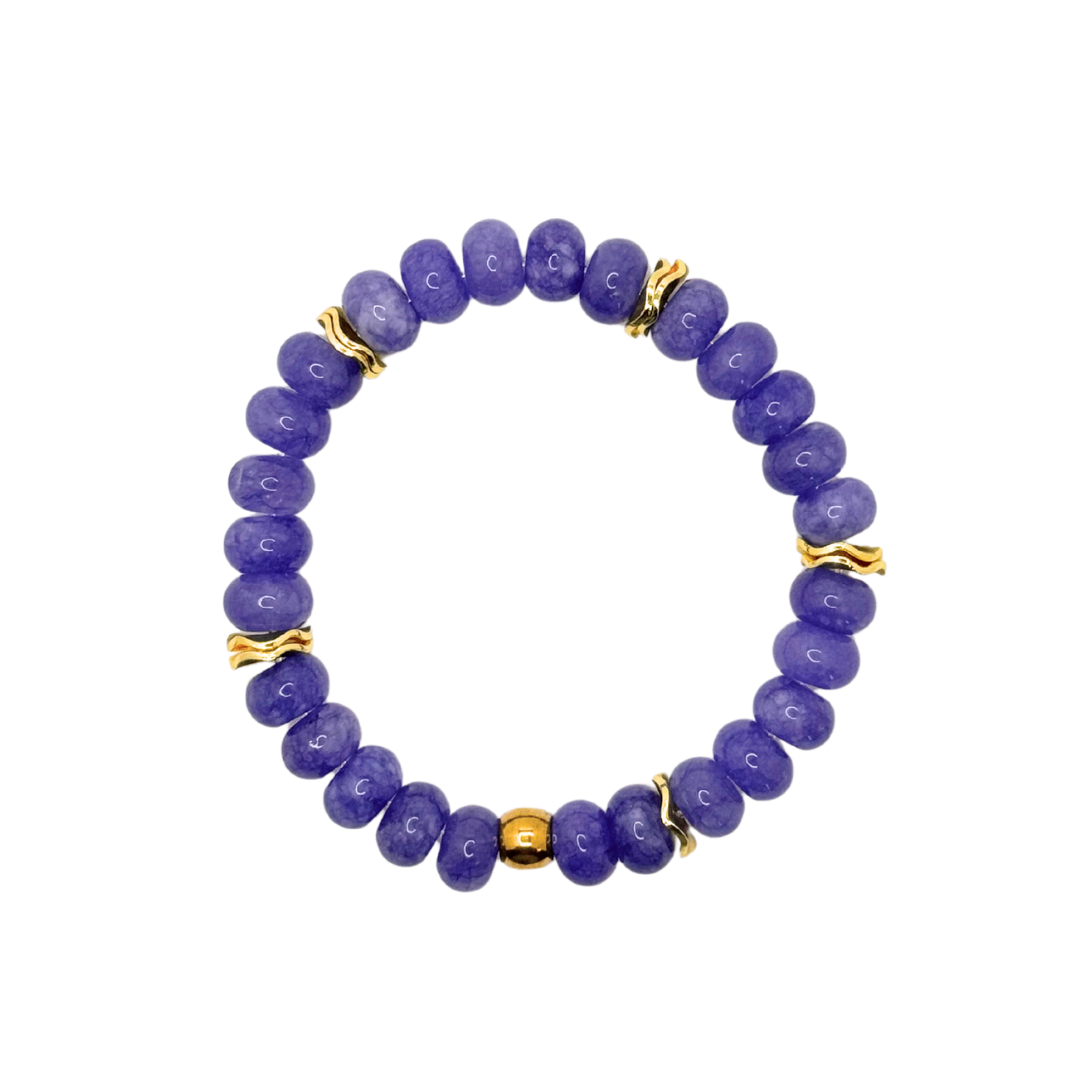 Purple Gemstone Bracelet with Gold Accents