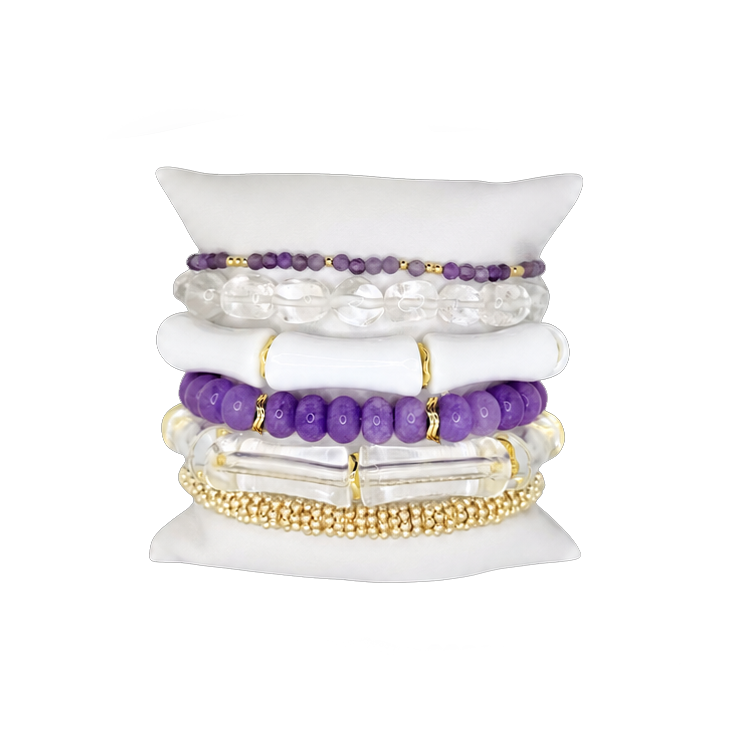 Purple and Gold Luxe School Spirit Bracelet Stack 2