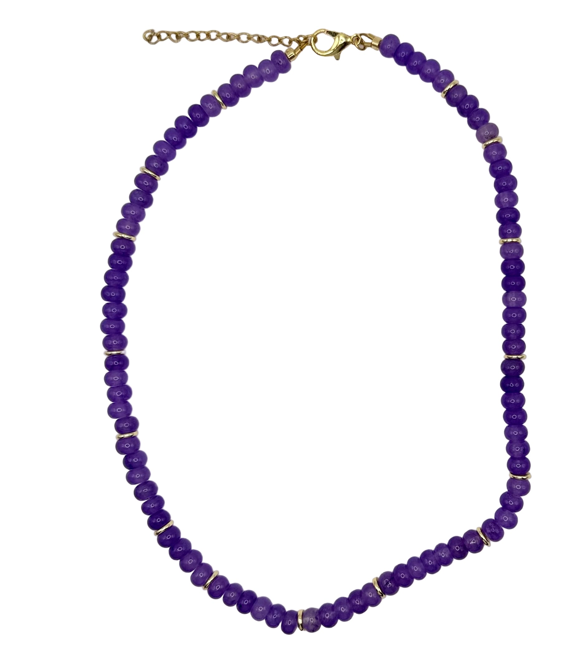 Purple Gemstone Necklace with Gold Accents