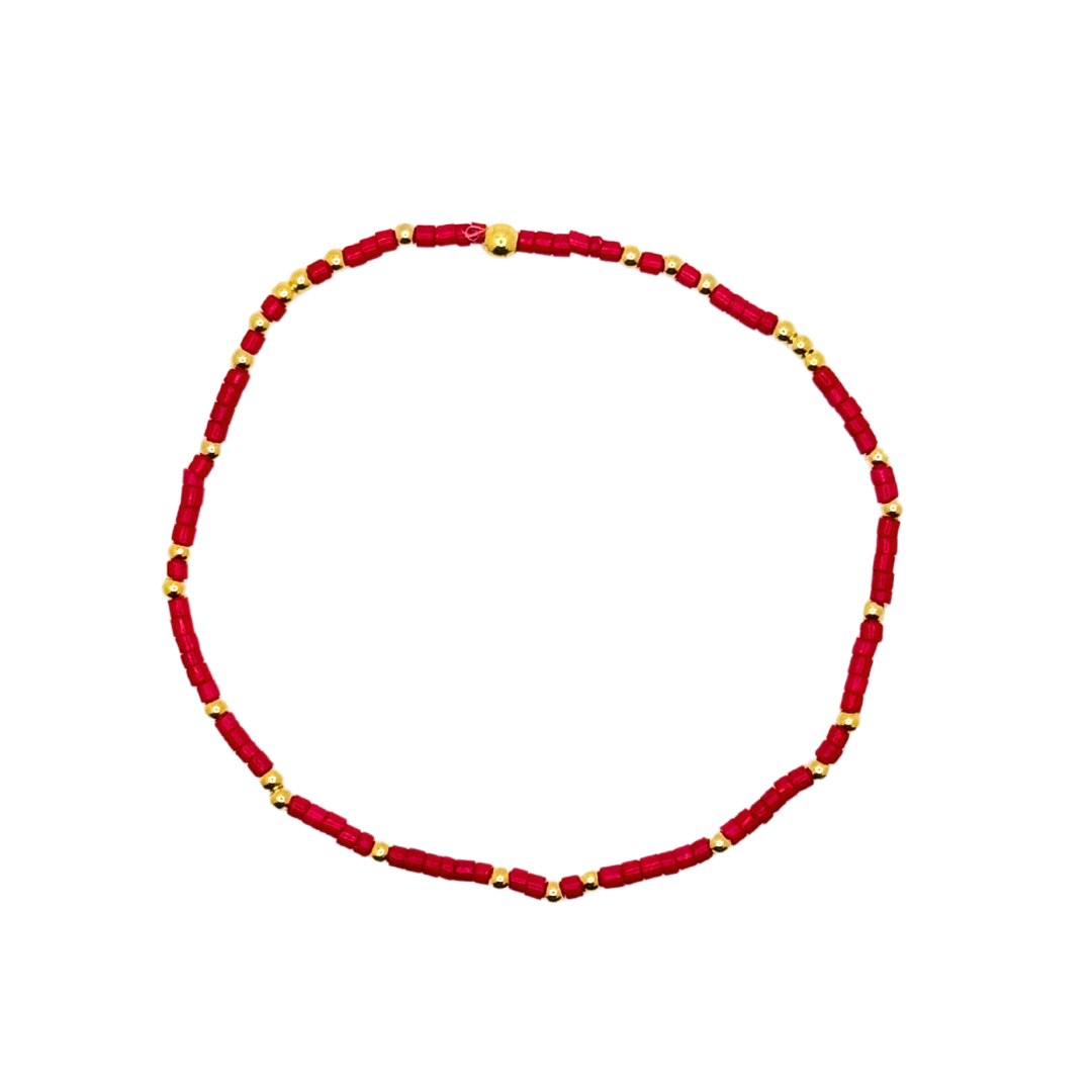 Red Glossy Bitty Bauble Bracelet