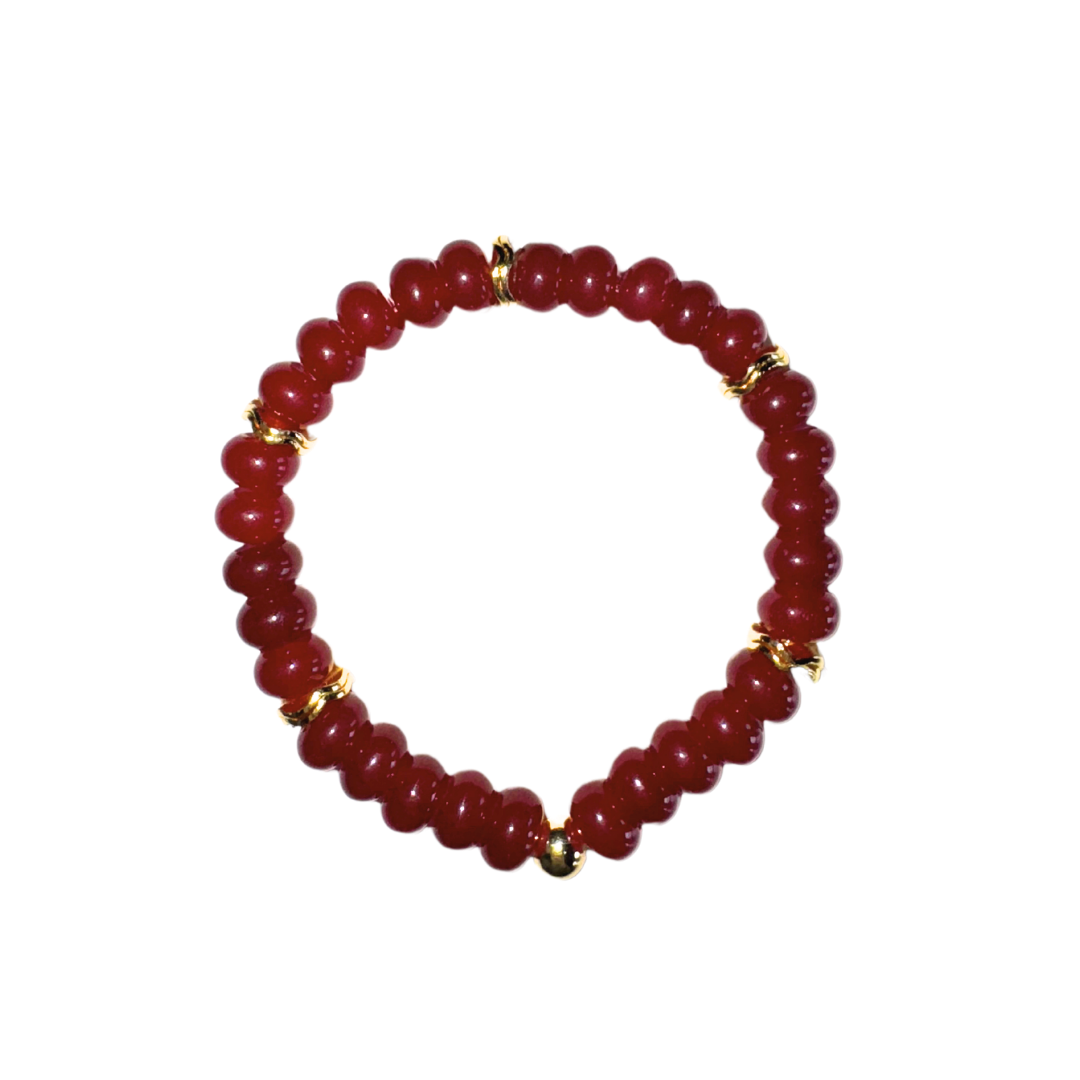 Red Gemstone Bracelet with Gold Accents