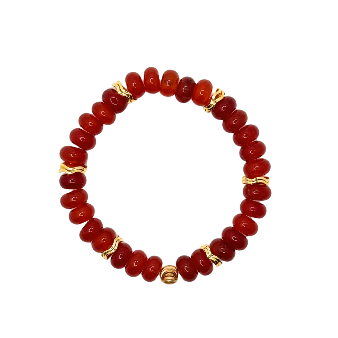 Rust Gemstone Bracelet with Gold Accents