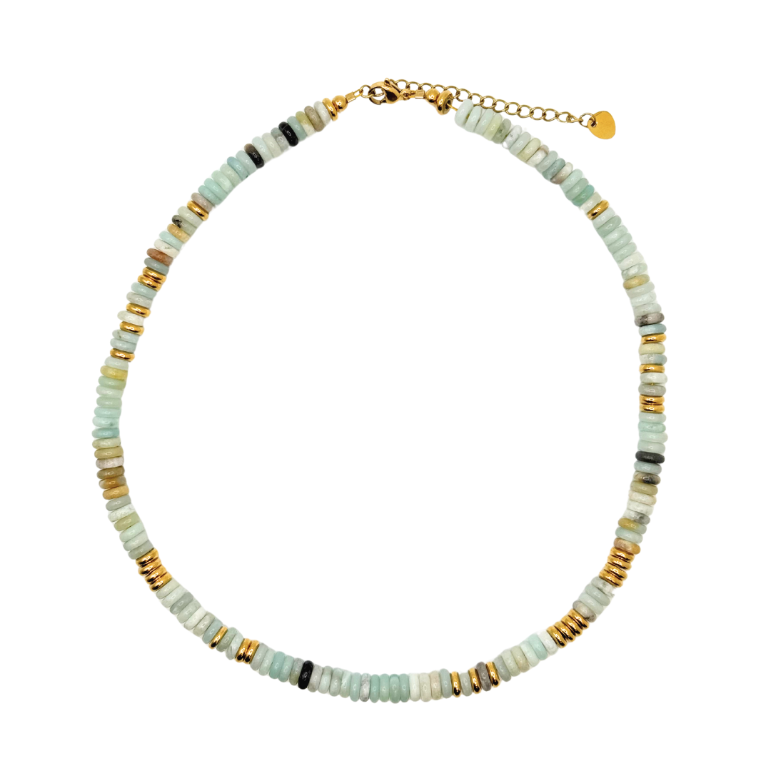 Seaglass Multicolor Gemstone Necklace with Gold Accents