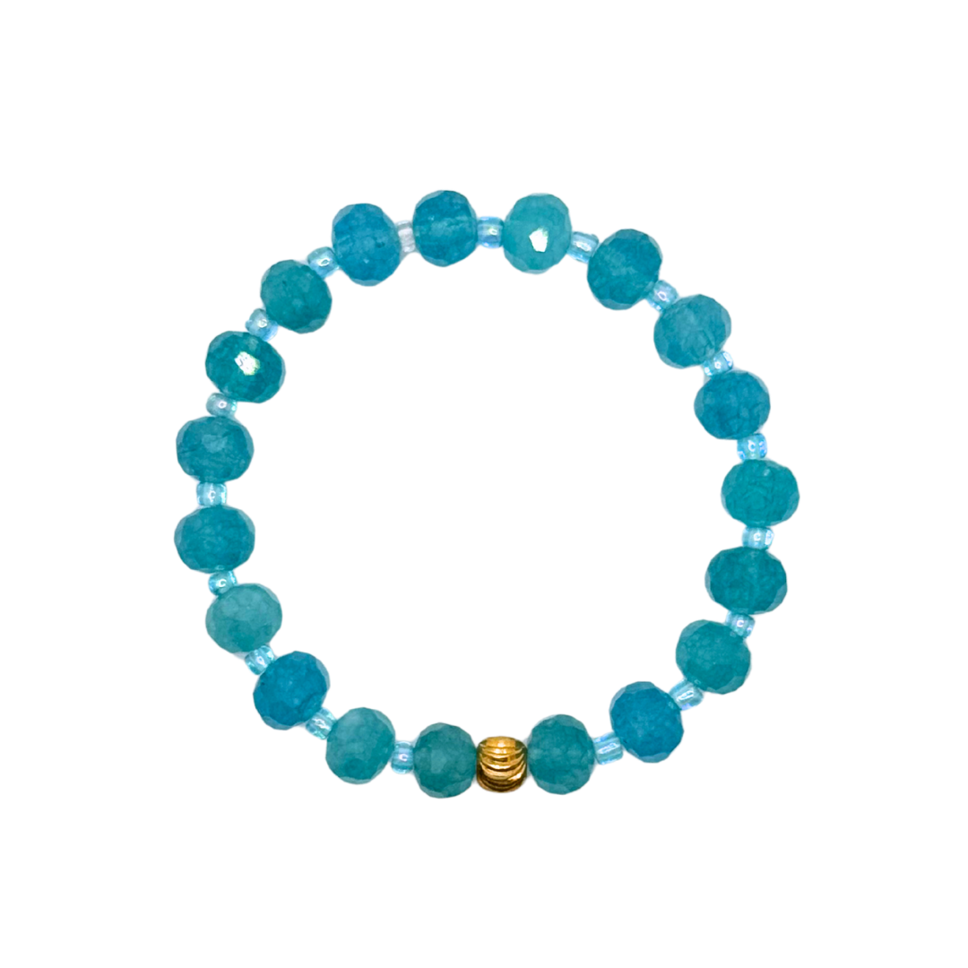 Small Aqua Blue Crystal Cut Bracelet