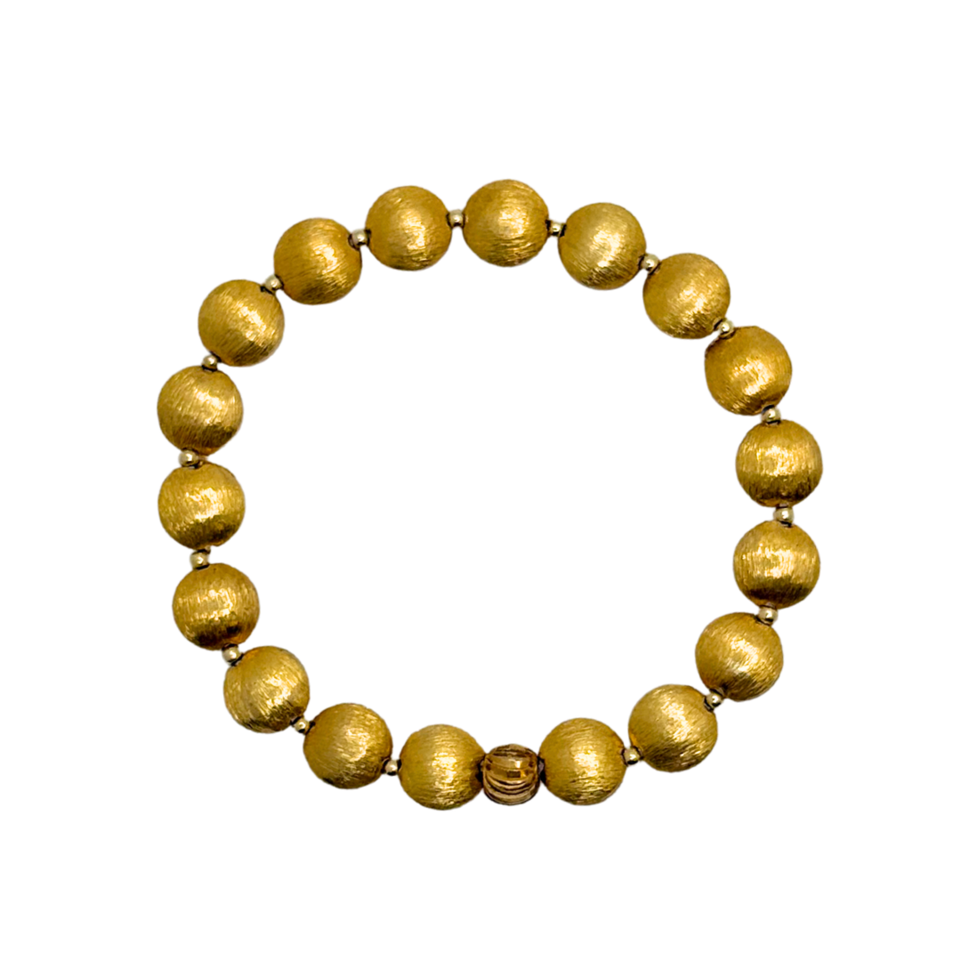 Small Gold-Filled Brushed Coin Bead Bracelet