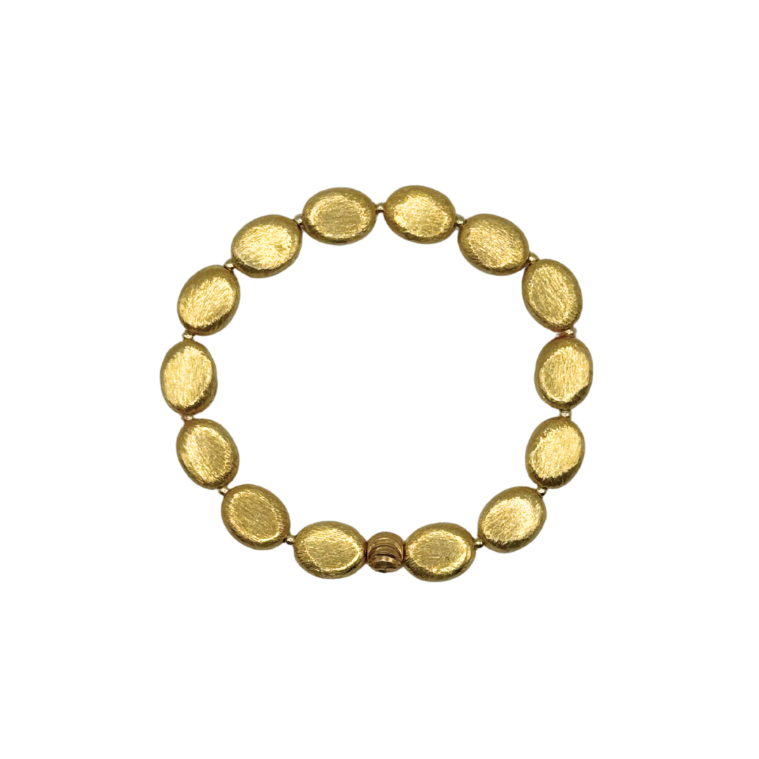 Small Gold-Plated Brushed Oval Bead Bracelet