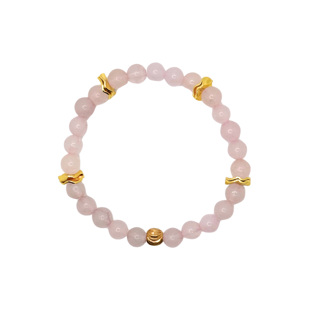 Small Pink Gemstone Bracelet with Gold Accents