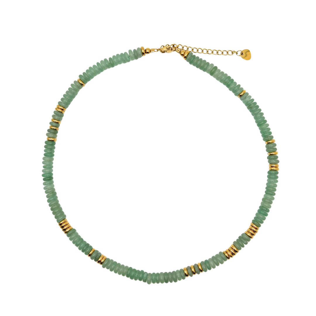 Small Seafoam Gemstone Necklace with Gold Accents