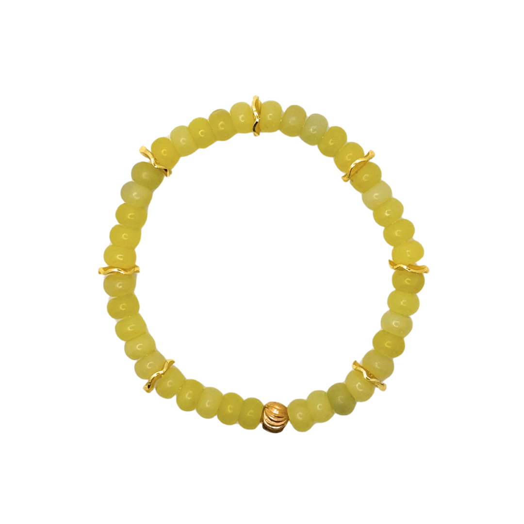 Small Yellow Gemstone Bracelet with Gold Accents