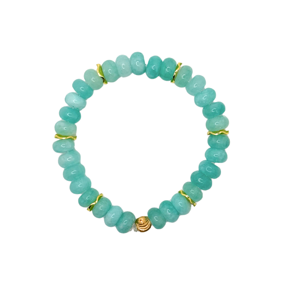 Turquoise Gemstone Bracelet with Gold Accents