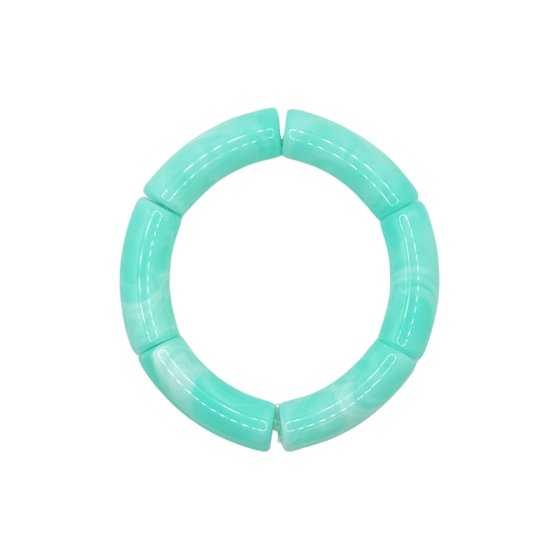 Turquoise Swirl Acrylic Bamboo Bracelet