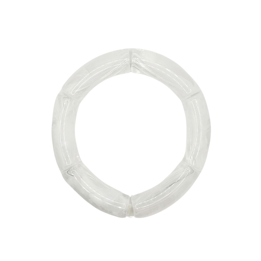 White Swirl Acrylic Bamboo Bracelet