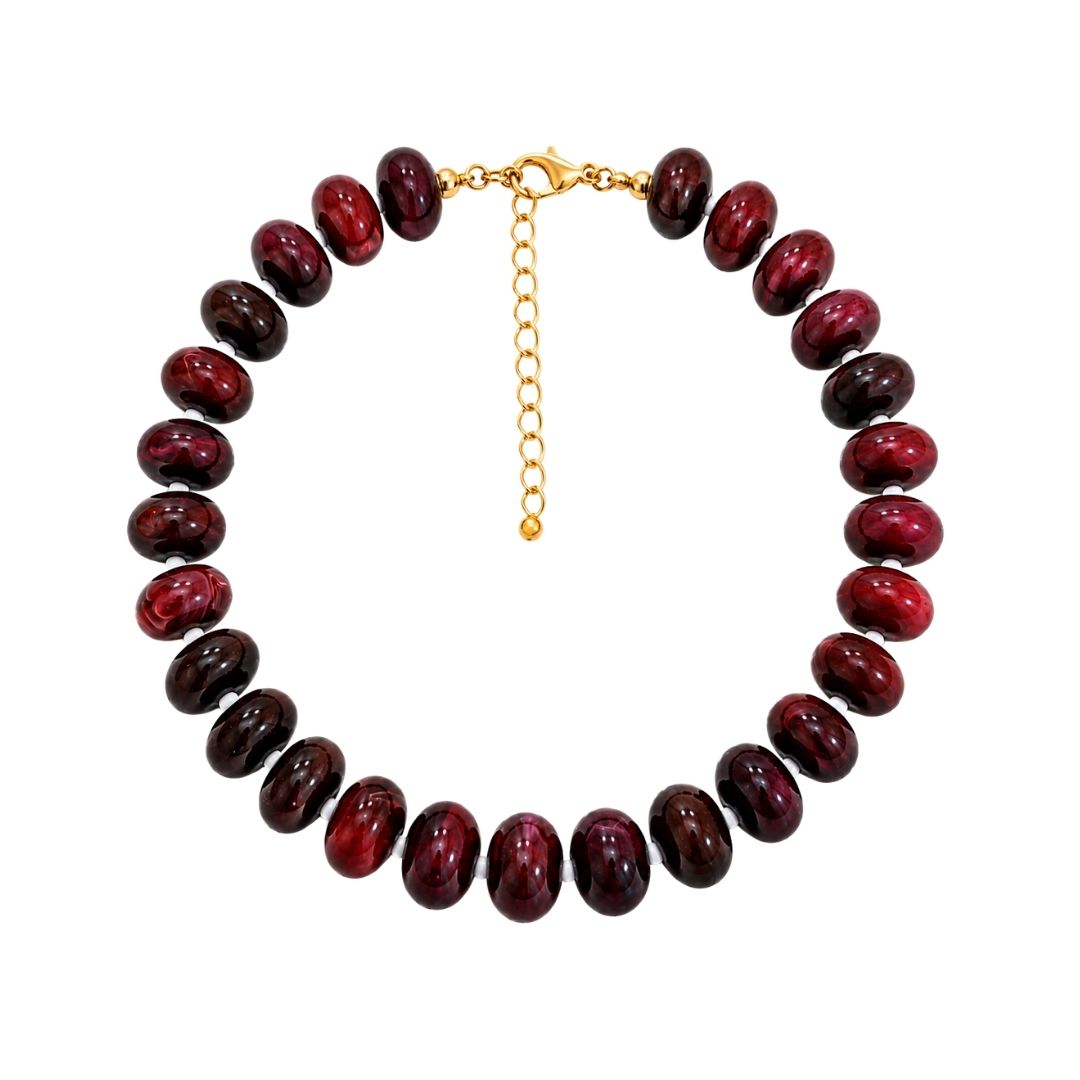 Chunky Maroon Marbled Halo Necklace