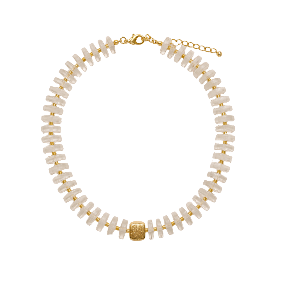 Clear Quartz Flat Chunky Necklace