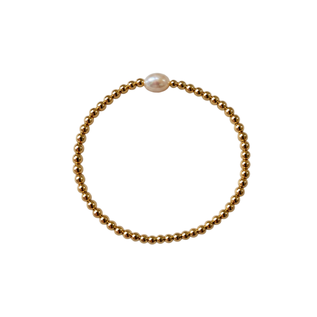 Classic 3mm 14k Gold Filled Bracelet with 8mm Pearl