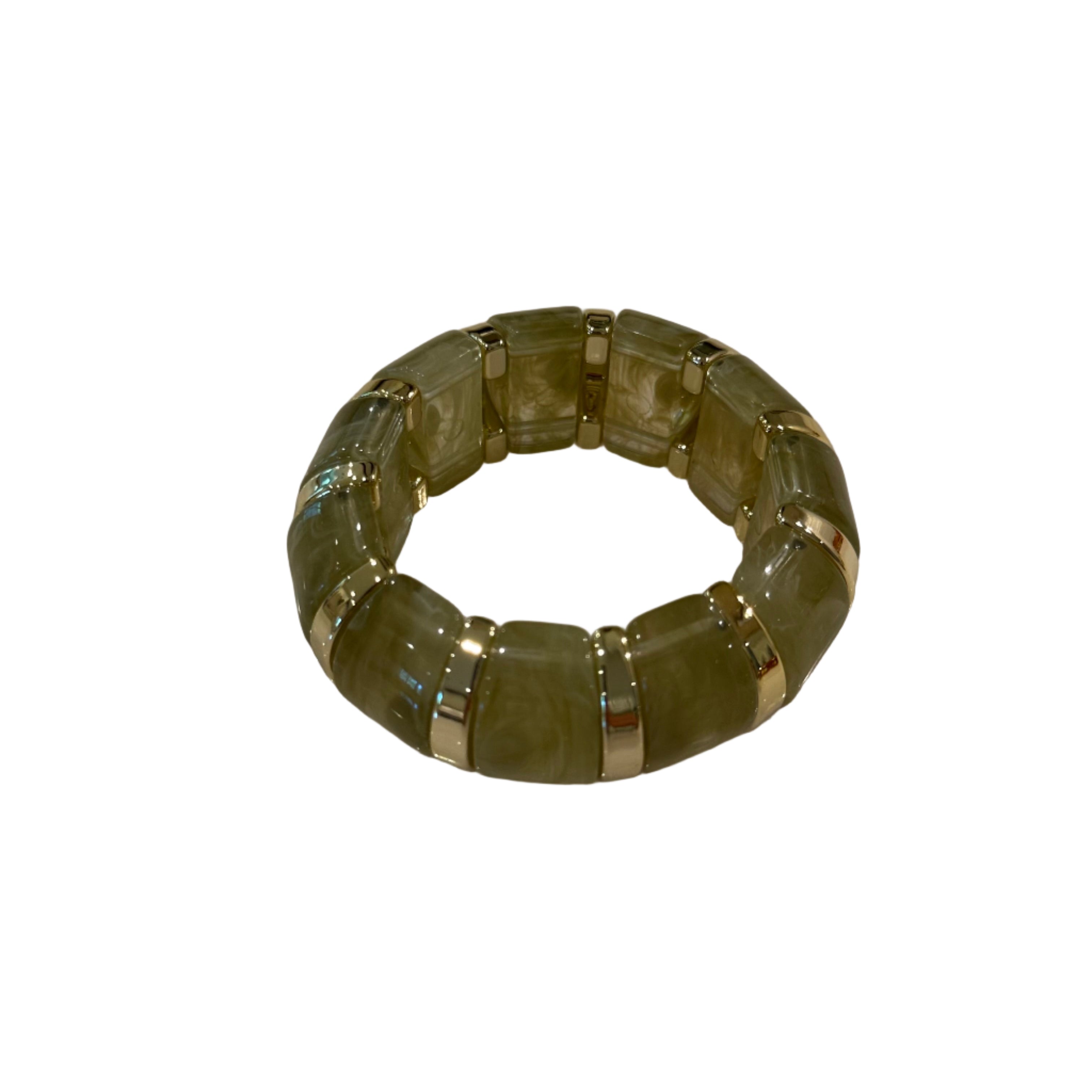 Green stone bracelet on a white background