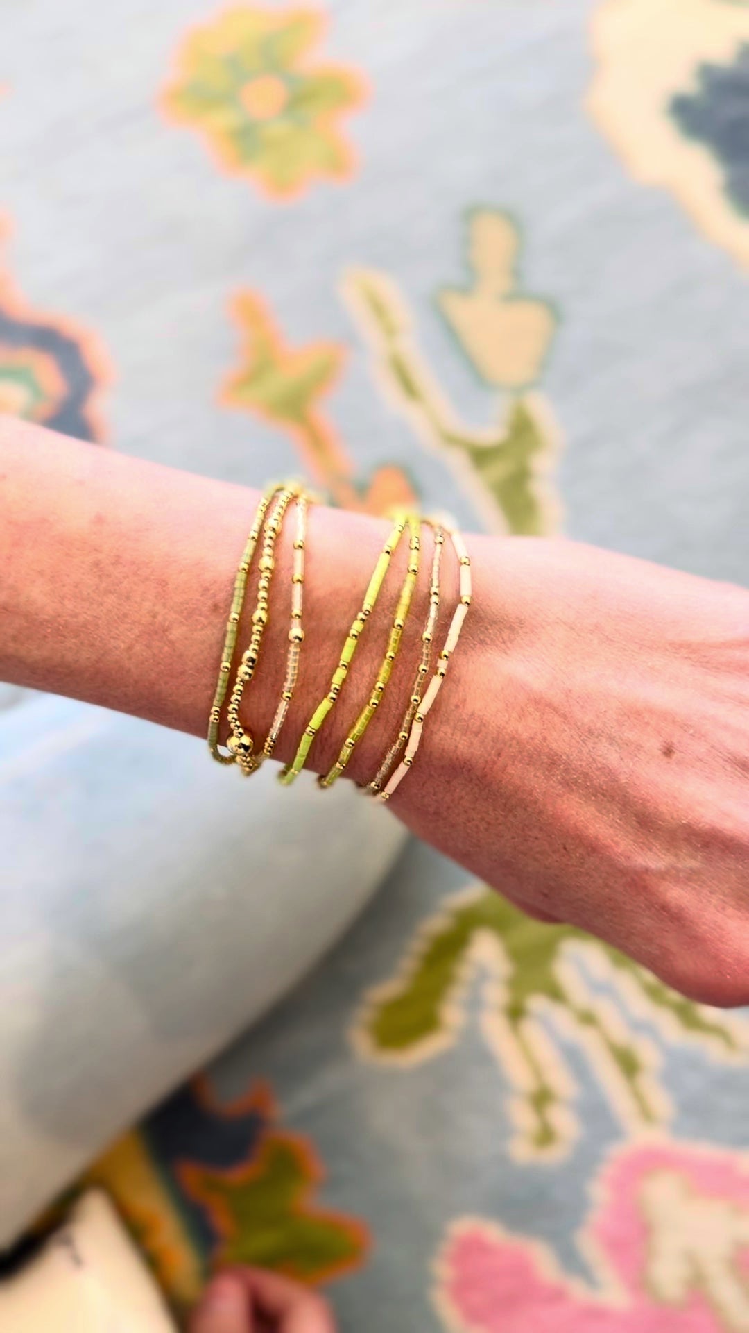 Green Bitty Bauble Bracelet Stack